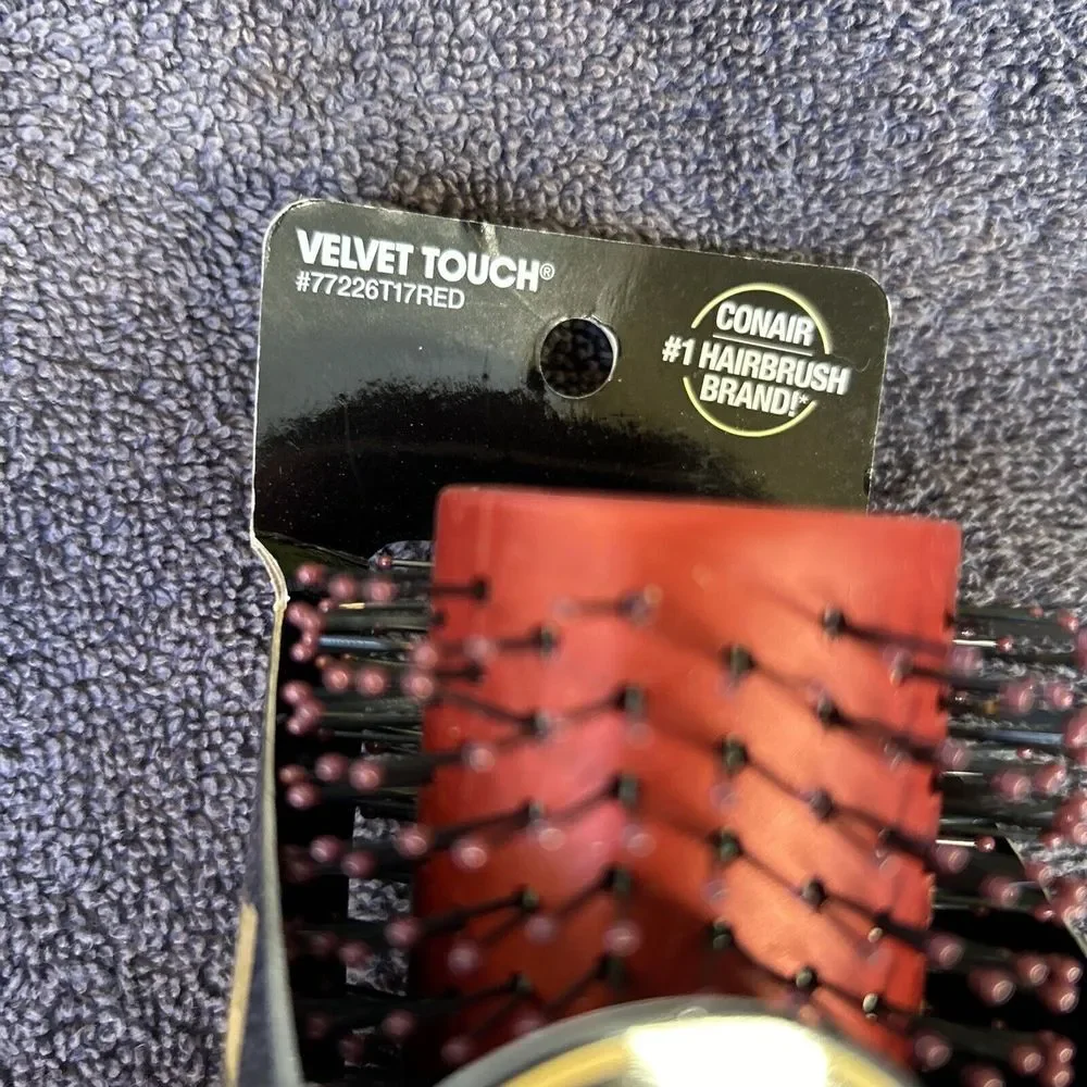 Conair Velvet Touch Hair Brush Style Volumize Vented Red Gold Soft Grip Handle